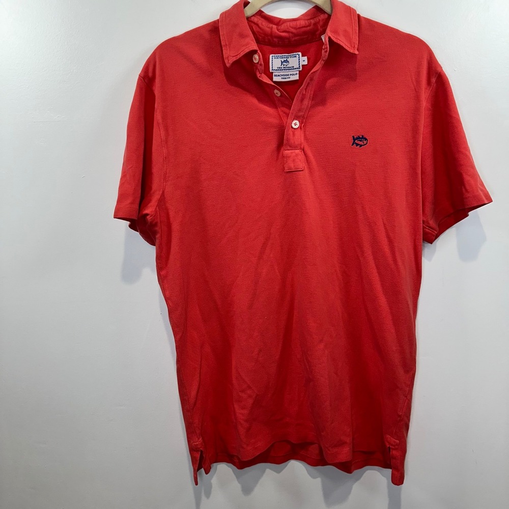 Southern Tide‎ Beachside Polo Shirt Trim Fit Short Sleeve Red Size M